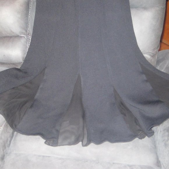 St John Evening Embellished Knit & Silk Long Black Pencil Flowy Bottom Dress 4 - Picture 10 of 10